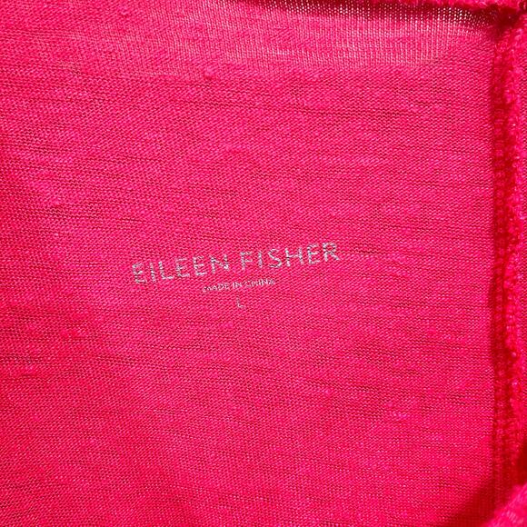 Eileen Fisher 100% Linen V Neck Dolman Sleeve Top Pink Relaxed Fit Womens Large - Picture 6 of 7